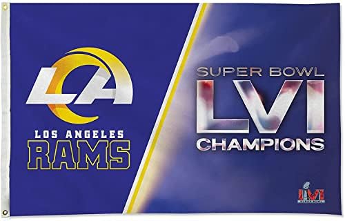 Los Angeles Rams Champions Banding Banner Super Bowl LVI 3x5 Premium com ilhós em casa ao ar livre