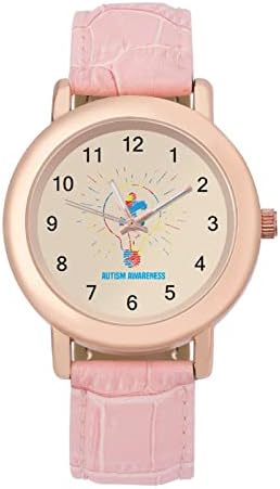 Conscientização do autismo Women's Watch Strap quartzo de couro Relógio Fashion Bracelet Watch