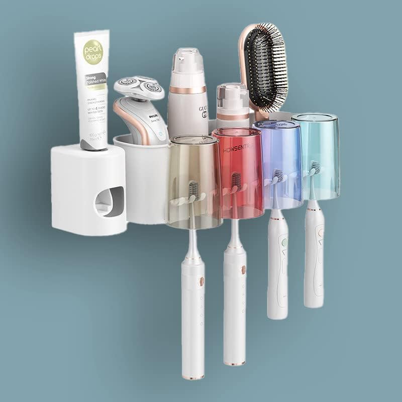 Suportes da escova de dentes Heyjya para banheiro, kit de travador de pasta de dente, copos incluídos, porta -escova de dentes montada na parede