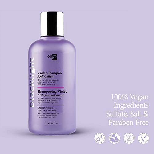 O oligo Professionnel Blacklight Violet Shampoo Sulfato Sulfato Purple Shampoo para cabelos tratados com cores | Toner para