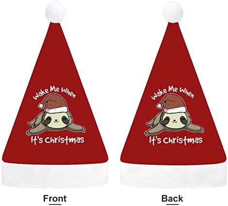 Santa Sloth Plush Chattle Chat Chatch Hats Sailty e Nice Papai Noel com borda de pelúcia e Decoração de Natal de