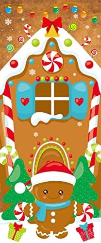 Land Fancy Land Christmas Gingerbread House Porta Tampa Gengibre Decoração de férias 72 x 30 polegadas