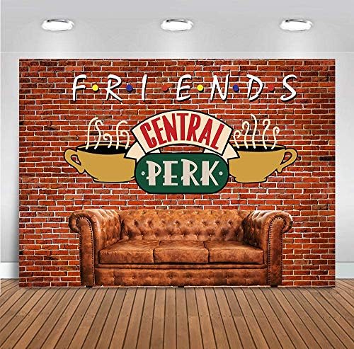 Red Brick Wall Sofá cafeteria de cafeteria fotografia Banner de poliéster Friends Central Perk Pub Photo Fundo