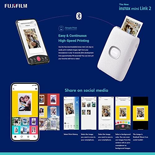 Fujifilm Instax Mini Link 2 Impressora de smartphone com Instaxair possui impressão fácil e contínua de alta velocidade