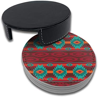 Southwest Southwestern Navajo Abstract Aztec Coasters Copo tapetes para bebidas com suporte, conjunto de 6