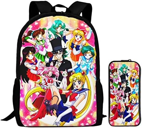3D Print Anime Backpack Cartoon Bookbag 17 in Bag Saco de Viagem Moda Laptop Daypack Matching Lápis Caixa Conjunto