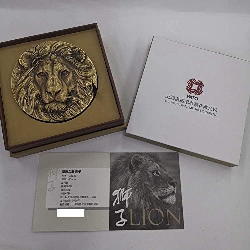 大 铜章 收藏者 协会 China 80mm Medalha de leão de bronze China O rei da medalha de leão de pastagem de bronze 80mm