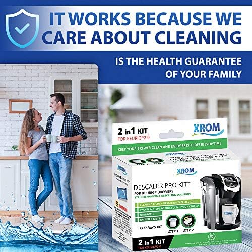 Xrom Descaling and Cleaning Kit Compatível com todos os fabricantes de cerveja K-cup Keurig 2.0, todos os ingredientes