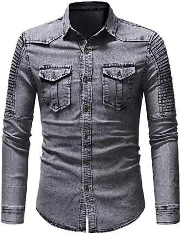 MONS MODA CLÁSSICA CLASSIM DENIM BULTOLOOREIRO Montanhista Lavagem Lavagem de Slim de Sleevada longa Tops Slim