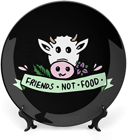 Amigos veganos, não alimentos, prato decorativo de cerâmica com exibição pendurada no aniversário personalizada de casamento presente festivo para casal os pais dele seu marido