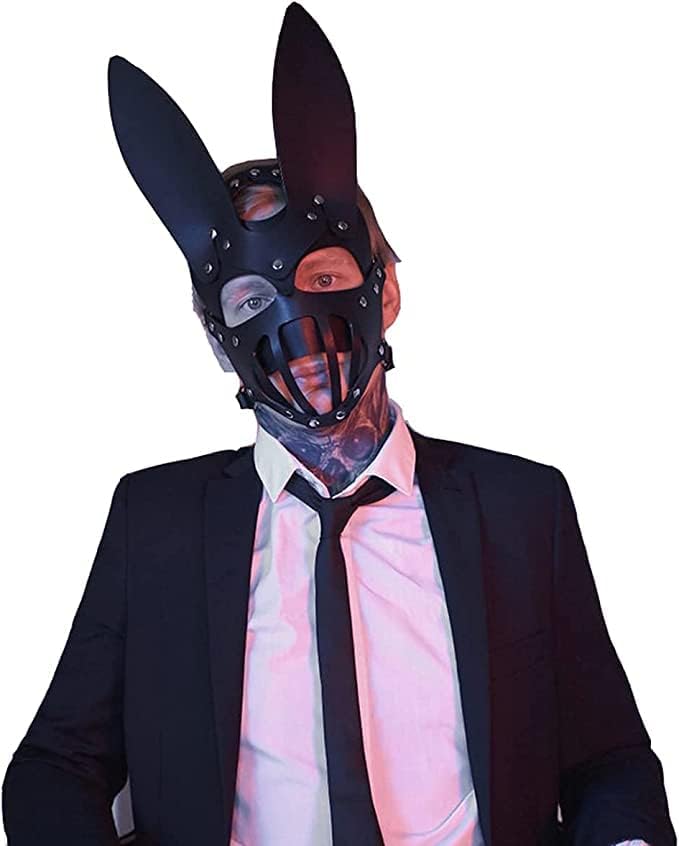 Máscara de couro de mecão de couro meacobry máscara de couro da máscara de coelho de coelho festas de máscara de face máscara para