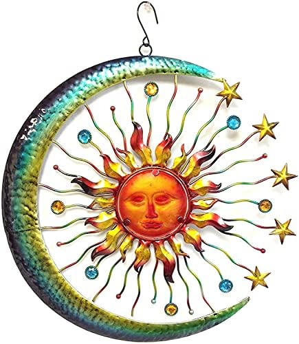 Bejeweled Exibir grande face sol, estrela e lua com placa de arte de parede de vidro e decoração de casa