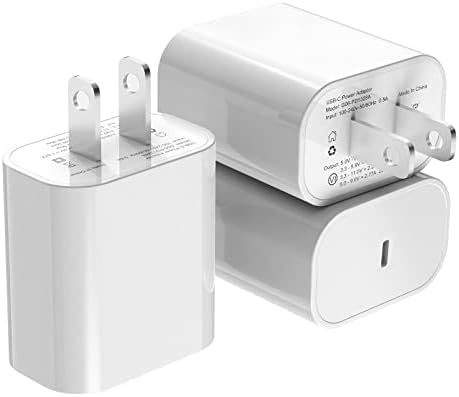 [Apple MFI Certified] iPhone Fast Charger 3Pack, Igenjun 20W Bloco de carregador de carregador USB C com PD 3.0, adaptador
