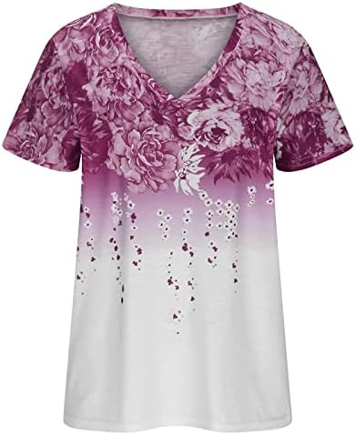 pbnbp feminino de manga curta túnica de verão flores de tendência tamis da moda ombre imprimido saindo solto de pescoço