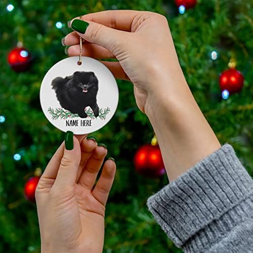 Nome personalizado engraçado Pomeraniano Presente Negro 2023 Cerâmica de Árvores de Natal