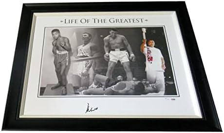 Muhammad Ali autografou Canvas emoldurado PSA DNA classificado 10 - Arte autografada de boxe