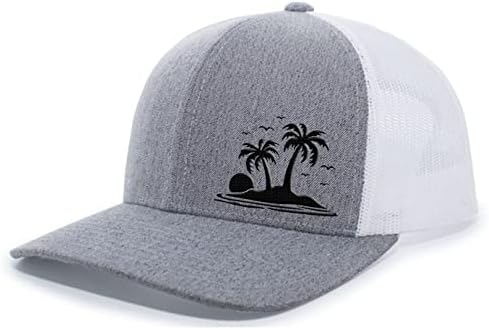 Trenz Shirt Company Tropical Palm Trees Beach férias de férias bordadas de malha traseira chapéu de caminhão