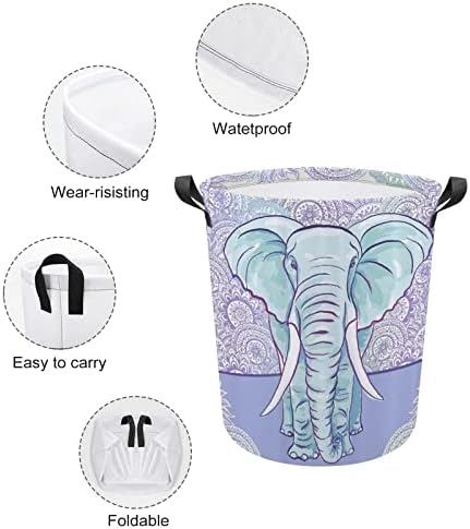 Cesta de elefante em aquarela elefante cesto de lavanderia lavanderia cesto para lavar roupas de armazenamento de roupas