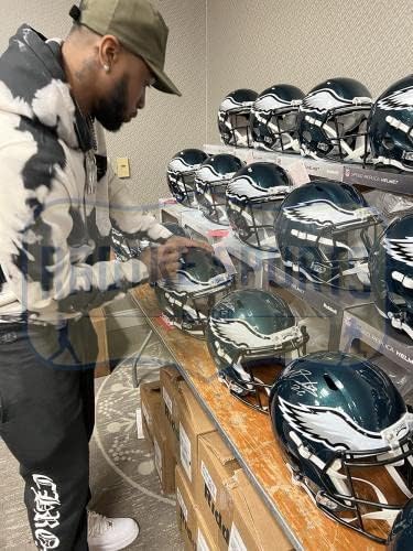 Miles Sanders contratou o capacete da NFL autêntico da Philadelphia Eagles - capacetes NFL autografados