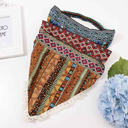 Tobatoba Boho Bandana Bandas para mulheres, 3pcs Boho Bandas de cabelos Bandas de cabeça de cabelos, Triângulo Lenço