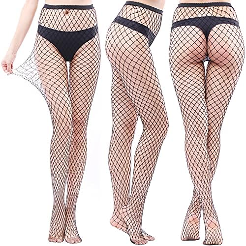 ADOVE Multipack FishNet Melants para mulheres, coxa de várias meias altas Mesh Hight Wight Wight Fish Nets Pantyhose