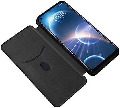 ZorSome para HTC Desire 22 Caso Flip Pro, fibra de carbono PU + TPU Caixa híbrida Caixa de carteira à prova de choque com cinta, Kickstand, Caixa de carteira de suporte para HTC Desire 22 Pro, preto