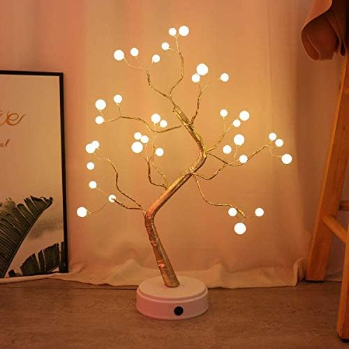 Rtr_gf quente branco 36 LEDS Árvore 3d USB Led Christmas Fairy Tree Light Copper Wire Home Party Decoration Lamp