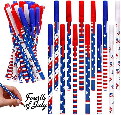 Pens de bandeira americana EAASTY Bulk patriótico EUA Gel Ink caneta Independence Day Pen Stars Stripes Ballpo