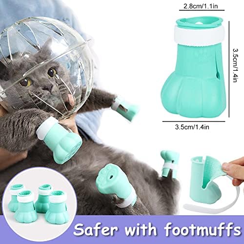 Federevo Cat focinho e coberturas de garras, capacete de gato respirável anti-bita com tampas de garra de gato de silicone anti-arranhões para limpeza e recorte de unhas