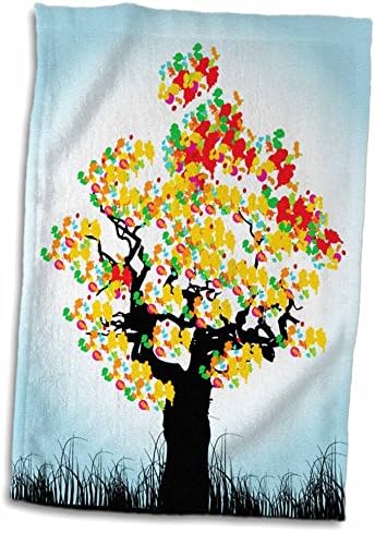 3drose florene moderno abstrato - árvore colorida - toalhas