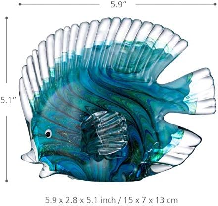 N/A Blue Glass Statuettes Tropical Fish Fatuine Decoração Arte Animal Artificial Presente para Acessórios para Decoração