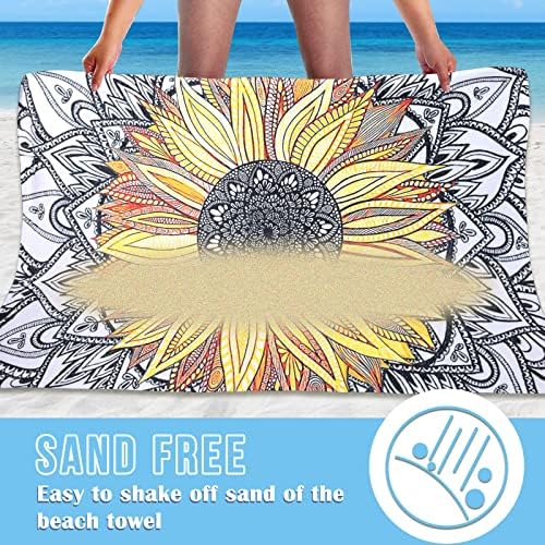 Toalha de praia de girassóis de microfibra, cobertor de praia de seco rápido e super absorvente, toalhas de praia finas, sem