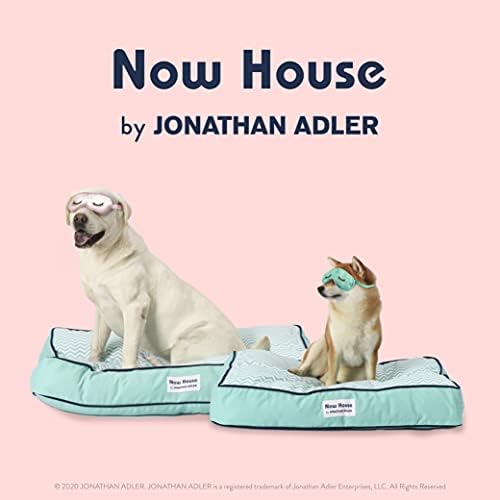 Agora, casa para animais de estimação de Jonathan Adler Teal Chevron Cushion Bed, grande | Cama de cachorro grande cama de cachorro lavável para cães grandes até agora em casa por jonathan adler