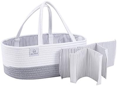 Mila Millie Baby Caddy de corda de algodão extra grande | Bin de armazenamento organizador para itens essenciais do