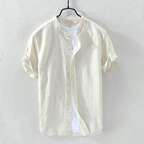 Mens de manga curta camisa de linho hippie button button Down Down camisetas de verão