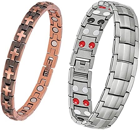 Pulseira de titânio de feraco mens e pulseira magnética e pulseira de cobre para mulheres para 99,99% de pulseiras magnéticas de cobre sólidas