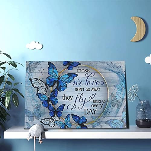 Decoração de borboleta de parede de borboleta azul inspirada para banheiro artes de parede azul para o escritório decorações