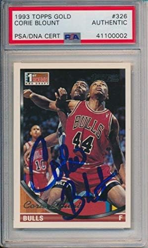 1993 Topps Gold Corie Blount Cartão assinado 326 Chicago Bulls PSA/DNA Vintage Auto - Basketball Slabbed Cartis autografados