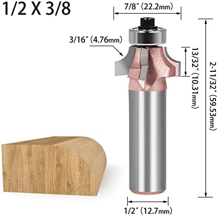 Cortador de moagem de superfície 1/2 polegada e 12 mm de haste de haste industrial canto redondo canto de madeira cortadora de