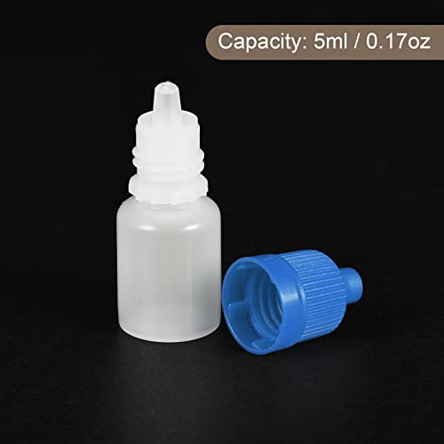 Meccanixity Gots Gotores de Gotas de Plástico Plástico vazio Recipientes portáteis portáteis 5ml com tampa azul para reparo, limpeza,