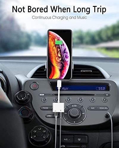 Adaptador de fone de ouvido para iPhone [Apple MFI Certified], 2 em 1 Lightning a 3,5 mm AUX Audio Dongle Charger Splitter Compatível