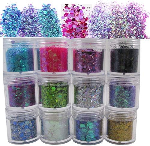 12 cores 120g holográfico grossa face corpo olho festival de unhas de unhas grossa sparkle lantejas artesanato tinta