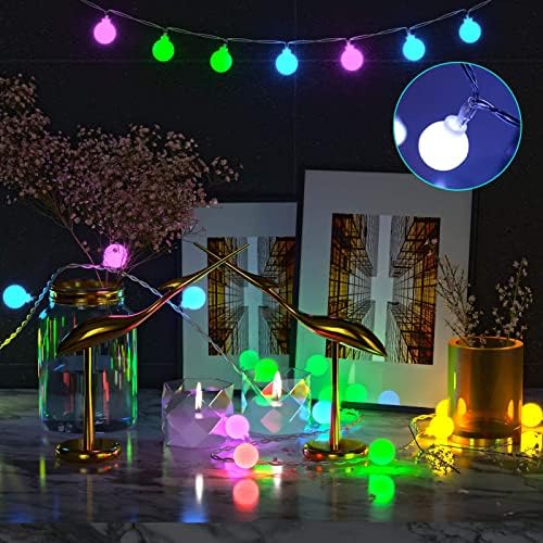 Luzes de corda LED Plug USB - Alteração de 16 cores 21,3ft 50 Bolas de globos LED Luz de cordas internas com luzes de fadas multicoloras remotas Luzes decorativas para meninas Bedroom Dorm Christmas Tree Wedding Wedding