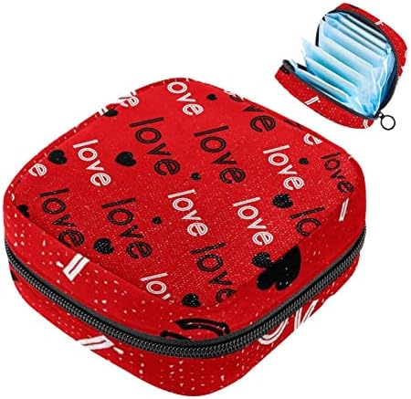 Mulheres guardanapos sanitários almofadas bolsa feminina feminina menstrual bolsa para meninas período portátil saco de armazenamento de tampão preto amor amor cor de coração vermelho com zíper