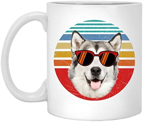 Lovesout engraçado Alaskan Malamute Brown White Dog Sunset Retro Christmas 2023 Presentes Coffee Caneca Branca 11 oz