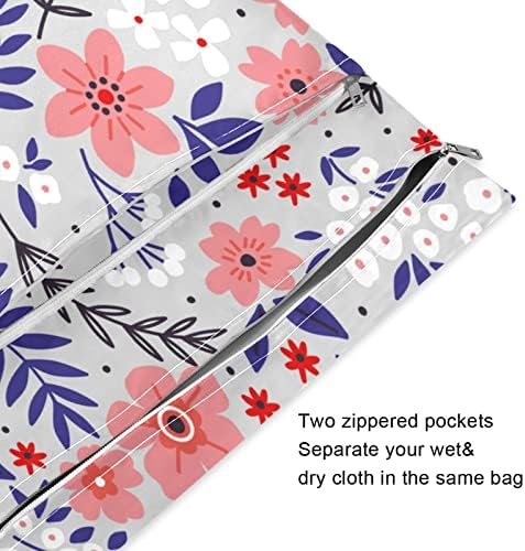 Xigua colorido bolsa molhada à prova d'água de flores silvestres para fraldas de pano lavable laváveis ​​saco molhado reutilizável