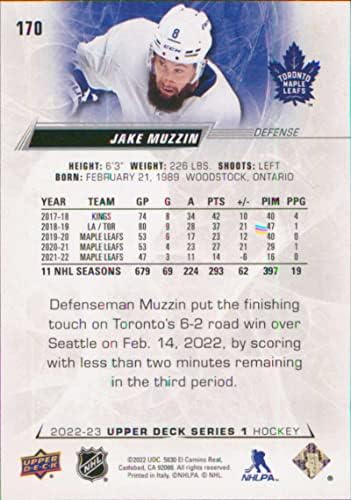 2022-23 Deck superior 170 Jake Muzzin Toronto Maple Leafs Series 1 NHL Hockey Trading Card