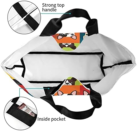 Bolsa de cachorro de Boston fofa para mulheres sacolas de praia reutilizáveis ​​Bolsa de ombro de ombro à prova d'água para compras de mercearia de viagens