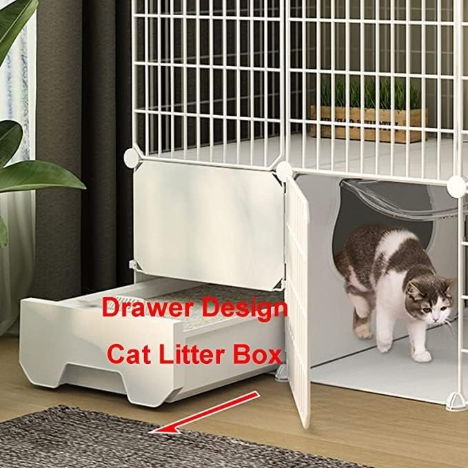 Gaiolas de gatos internos grandes com telhado e bandeja de lixo DIY Gabinete de gato dobrável de metal interno e externo Use gaiolas