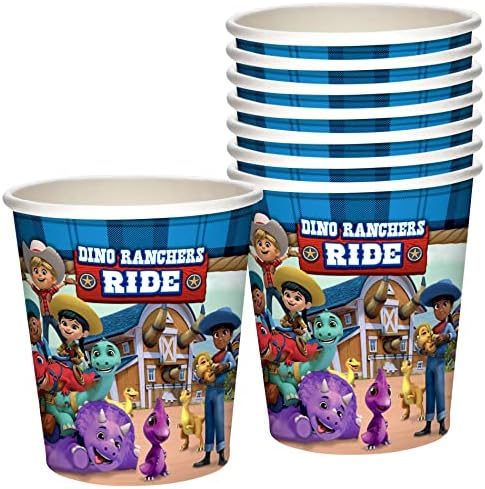 Tesouros Dino Copos de Rancho Dino 8C - 9oz Dino Ranch Birthday Cups for Kids - Dino Ranch Party Supplies - Dino Ranch